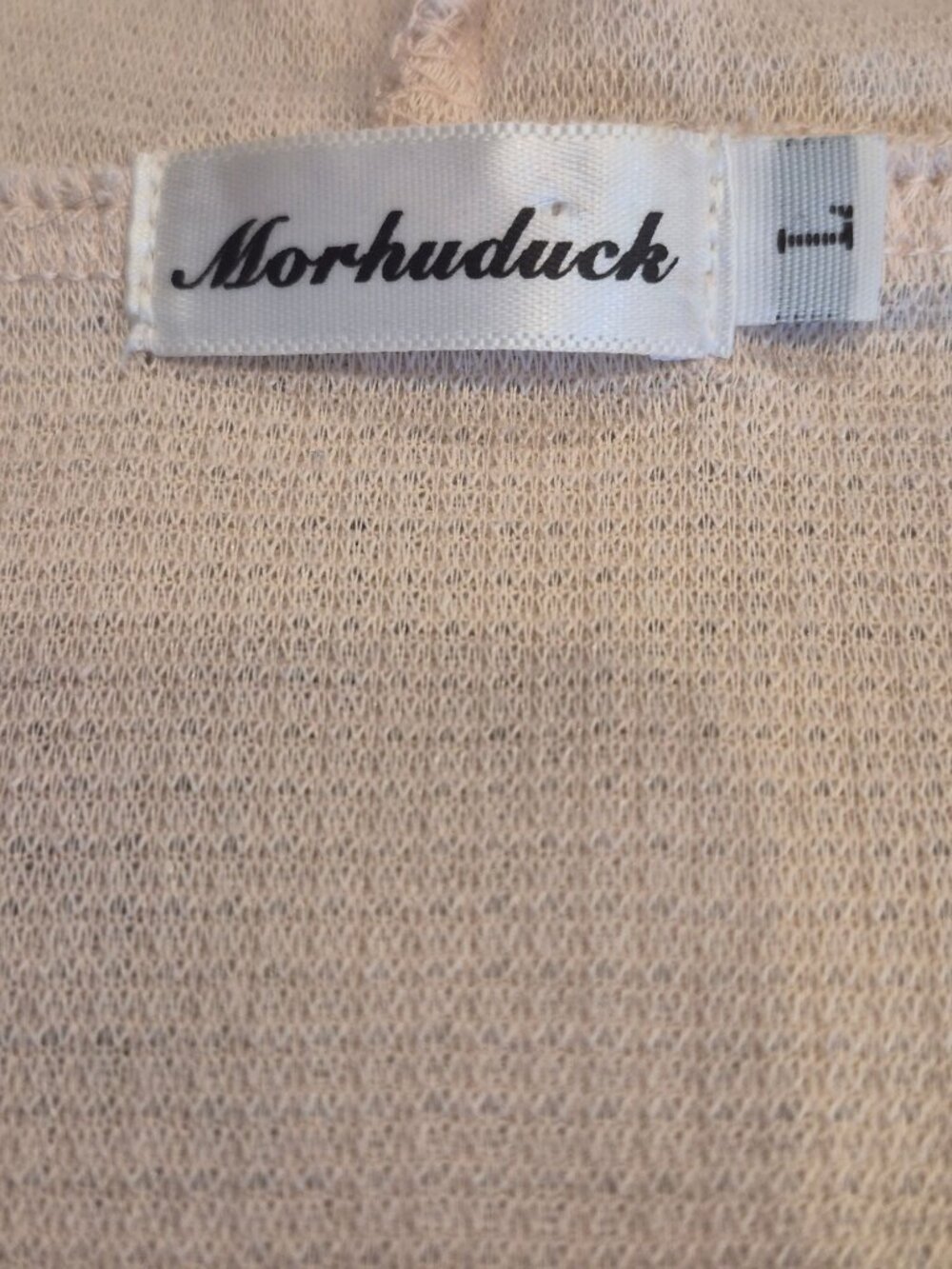 Morhuduck Beige Waffle Knit Hooded Long Sleeve Pullover With Drawstring Size L - Picture 3 of 7
